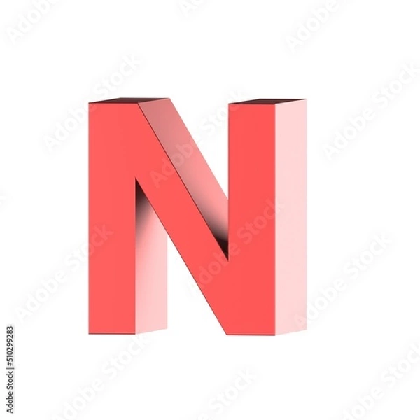 Fototapeta 3D render red letter N