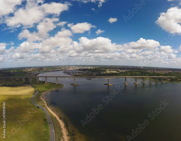Fototapeta A high angle view of the Orwell Bridge near Ipswich, Suffolk, UK