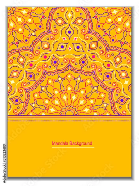 Fototapeta Vector illustration of mandala background in bright amber color.