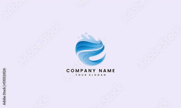 Obraz Letter E simple wave and sea logo design