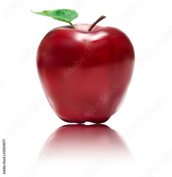 Obraz Red apple on white background