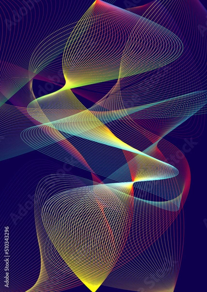 Obraz Intelligence tech digital curve wave gradient background. Digital technology on dark background. 