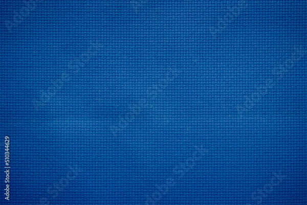 Fototapeta Closeup of blue fabric texture for background used. Pattern blue dark denim, linen, natural cotton satin textile textured cloth burlap seamless blank. 