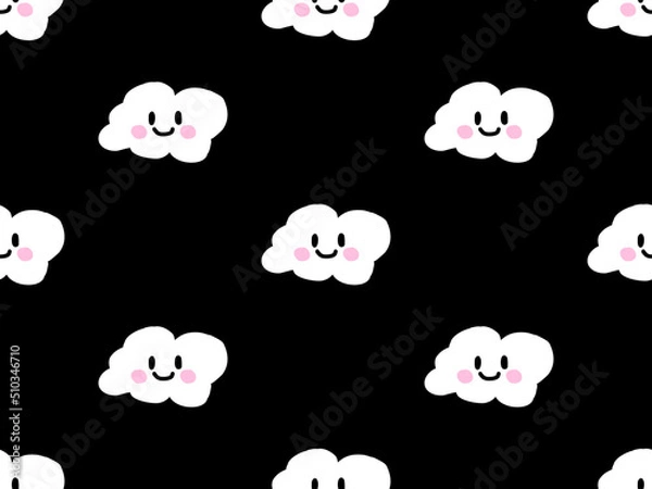 Obraz Cloud cartoon character seamless pattern on black background