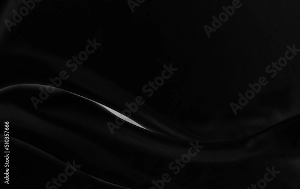 Fototapeta Black gray satin dark fabric texture luxurious shiny that is abstract silk cloth background with patterns soft waves blur beautiful.