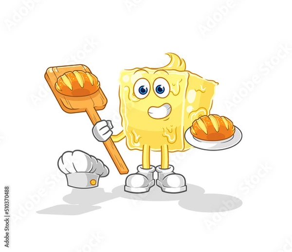 Obraz butter baker with bread. cartoon mascot vector