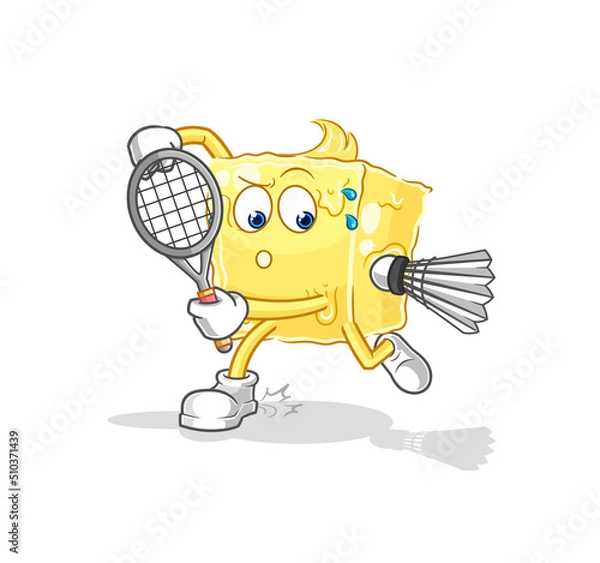 Obraz butter playing badminton illustration. character vector