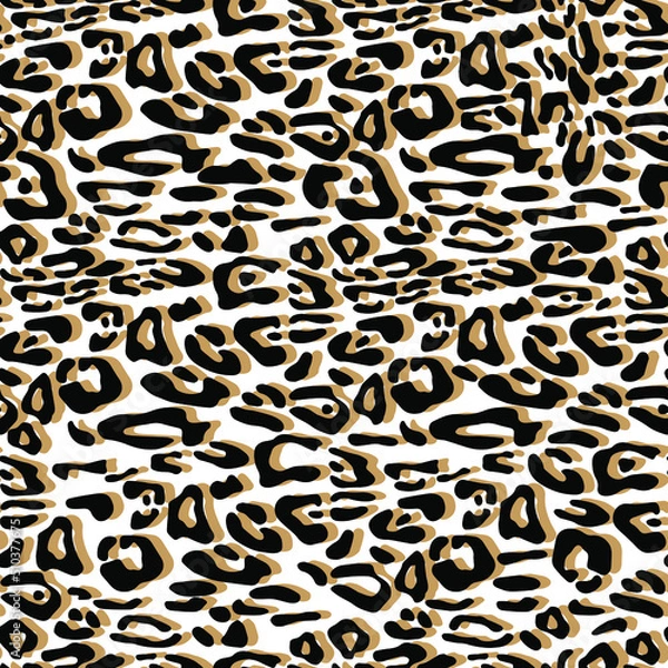 Fototapeta Abstract leopard skin vector seamles pattern.  irregular brush spots and  backgrounds. Abstract wild animal skin print. Simple irregular geometric design.
