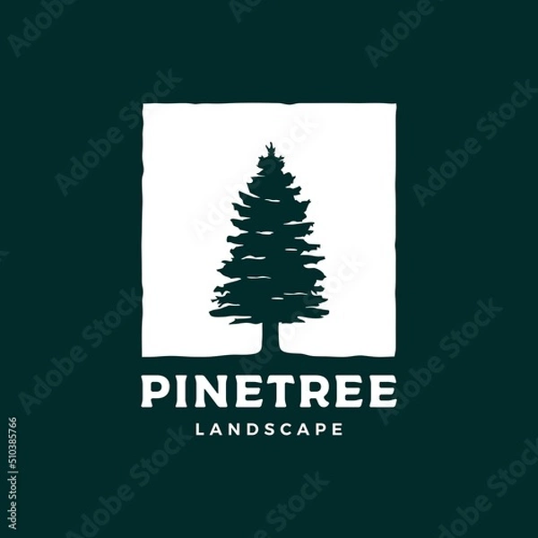 Obraz Pine tree silhouette logo design vector illustration