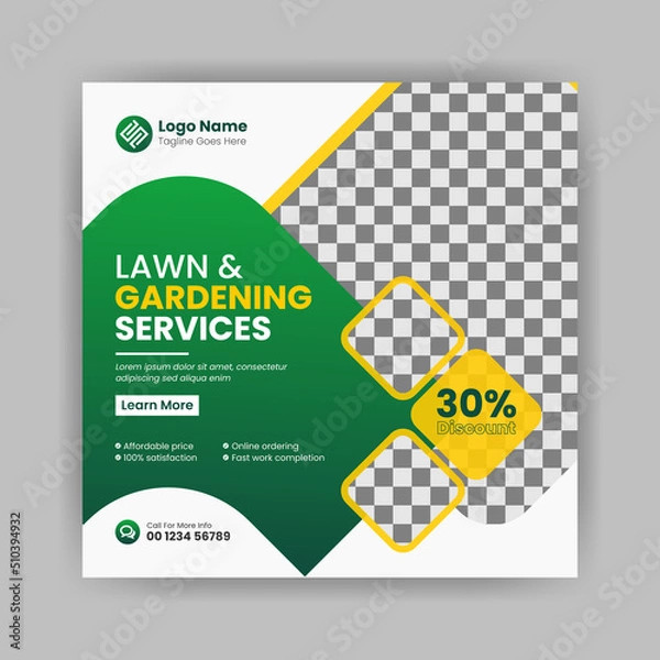 Obraz Lawn & Garden Service social media post banner template