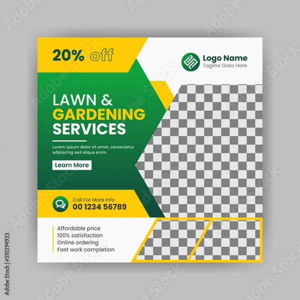 Obraz Lawn & Garden Service social media post banner template