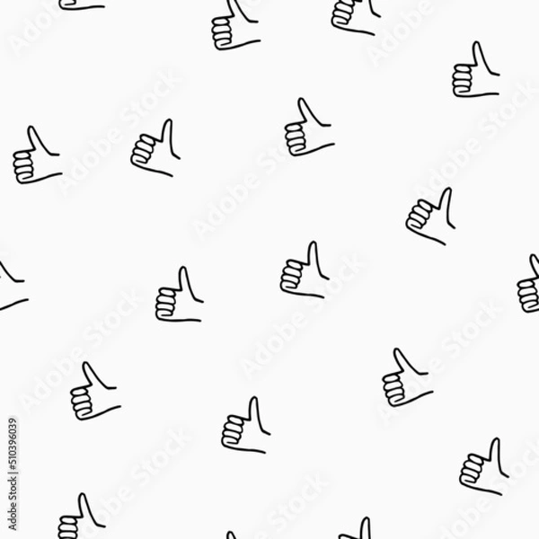 Fototapeta Seamless pattern with hand drawn  thumbs up