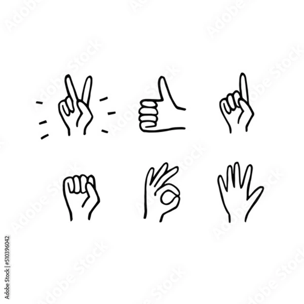 Fototapeta Set of hand drawn hand gestures
