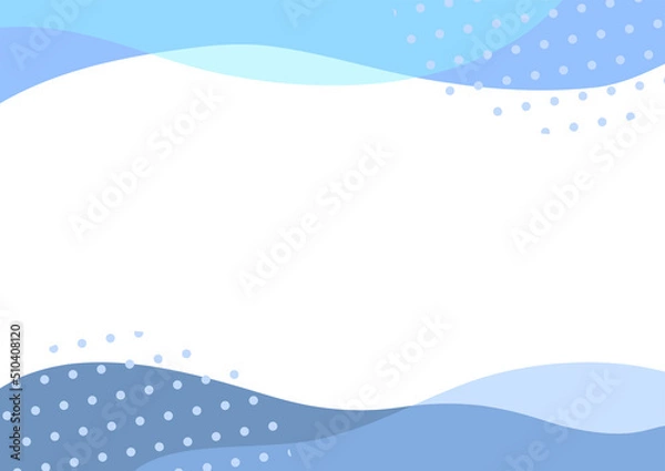 Obraz 背景　波のフレーム　ドット　水色
