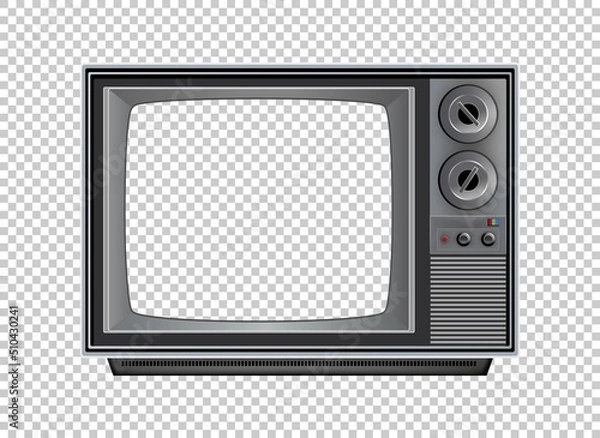 Fototapeta Vector retro television mock up isolate on transparent grid