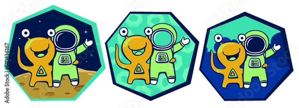 Obraz Spaceman and alien hug 