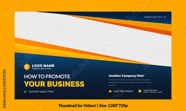 Fototapeta Editable Thumbnail for vidoes and all social platforms usable in your all videos Editable Premium Vector, Customizable Thumbnails fully customizable	