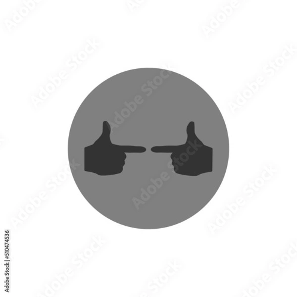 Fototapeta Icon of the bones of the hands indicating the direction of each other. Vector illustration on a round gray background.