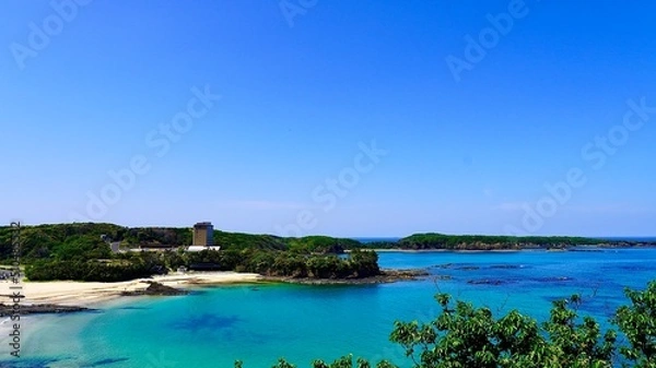 Obraz 対馬にある夏の三宇田浜海水浴場