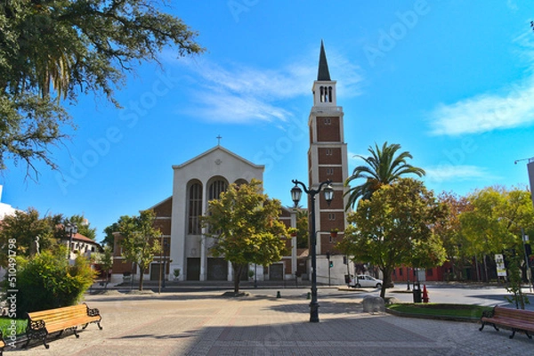 Fototapeta Vieew of the cathedral of Talca in Chile. 