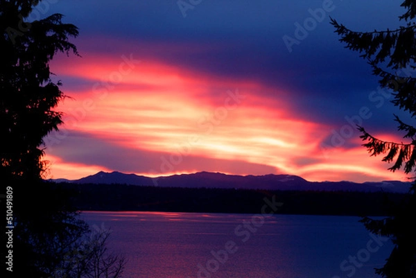 Obraz sunrise over Pudget Sound