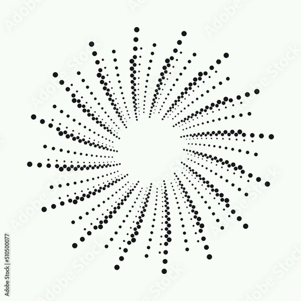 Obraz Halftone swirl pattern background. Vector dots texture retro. Abstract concentric dotted backdrop, texture, element as a design object.