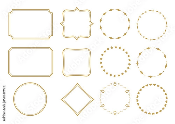 Obraz 金色の枠　丸と四角セット