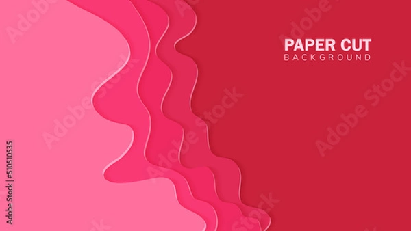 Fototapeta Abstract red wavy background papercut style