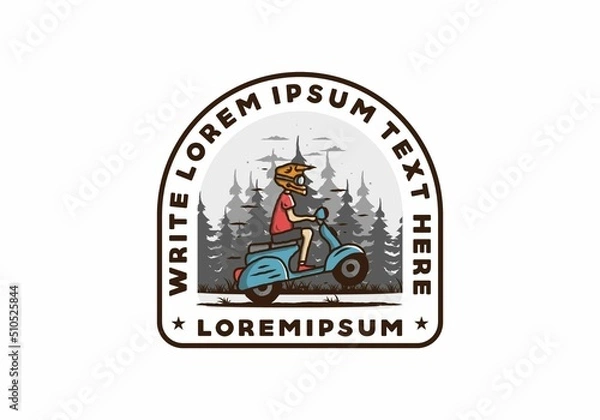 Fototapeta Standing scooter in the forest illustration