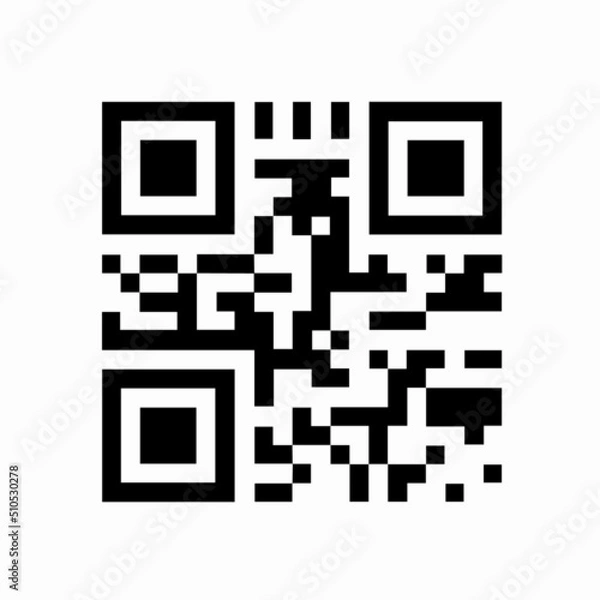 Fototapeta QR code sample in vector for smartphone scanning isolated on white background.
