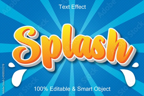 Fototapeta Splash Editable Text Effect 3 dimension Emboss Cartoon Style
