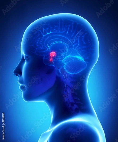 Obraz Pituitary gland - female brain anatomy lateral view