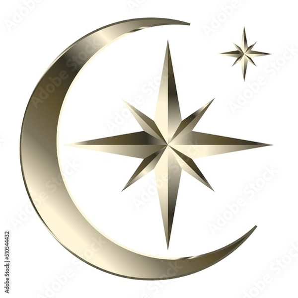 Obraz Editable vector element of gold gradient moon and stars. EPS10