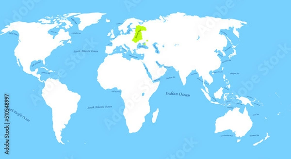 Fototapeta Map of Kievan Rus' the largest borders map withh all world, sea and ocean names