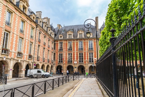 Obraz View of the facade of Victor Hugo's house in Place des Vosges, Paris, France