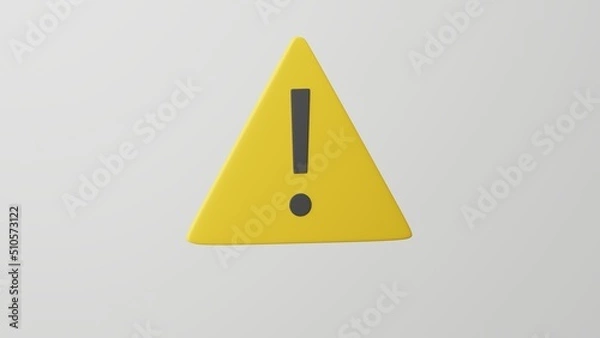 Fototapeta Minimalism Warning Sign, danger emoji, аlert symbol. On white background. 3d render