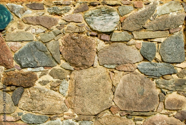 Obraz old wall made of colorful field stones