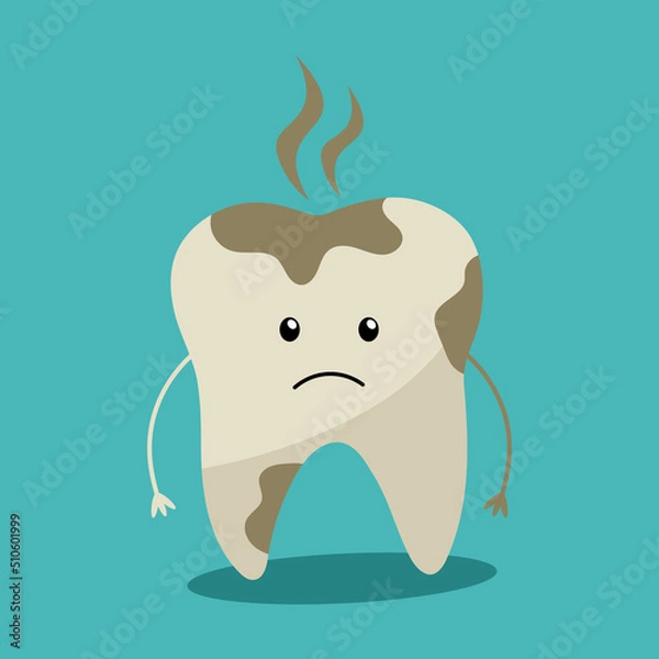 Fototapeta Tooth with decay problem. Toothache vector illustration.