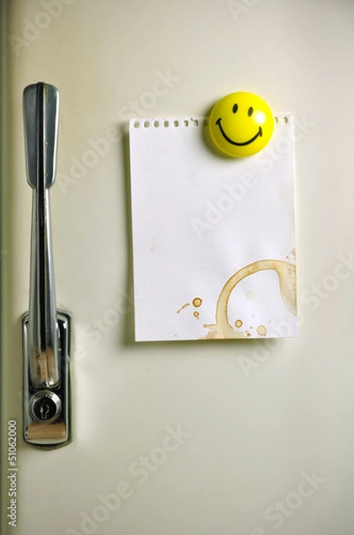 Obraz Blank note on fifties fridge door, copyspace for message
