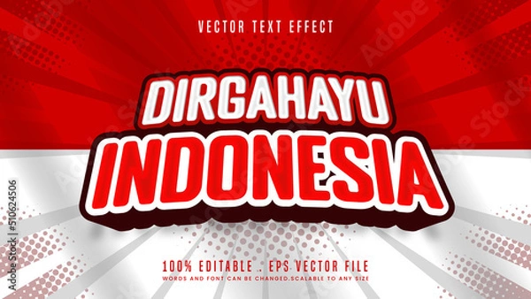 Fototapeta Merdeka Dirgahayu Indonesia independence day 3d editable text effect font style