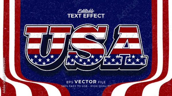 Fototapeta Editable text effect america flag style. Independence day USA 4 July