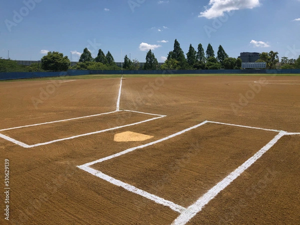 Obraz きれいに整備された、試合前の野球グランド