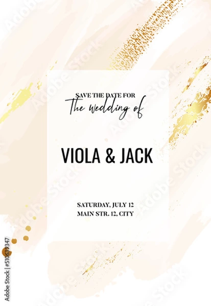 Fototapeta Beige abstract background Watercolor bridal brunch background,  minimalist design template border frame, thank you card, wedding invitation, save the date design, birthday graphics