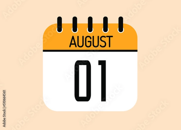 Fototapeta Day 1 August calendar template. Banner for the month of august.