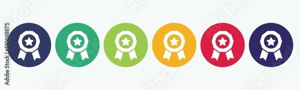 Fototapeta 6 circles set with champion medal icon in various colors. Vector illustration.