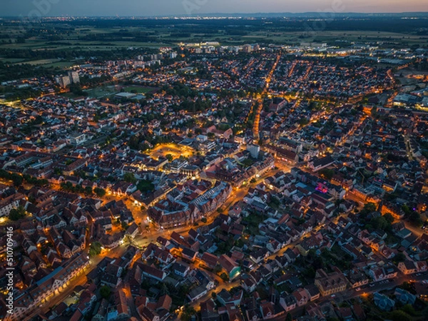 Obraz Aerial view on the city Heppenheim in Germany.