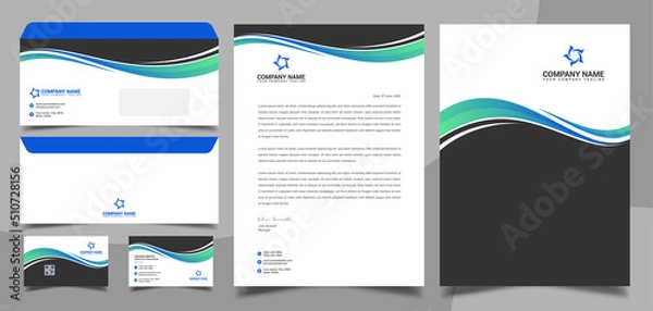 Fototapeta Corporate business brand identity - stationary design - letterhead - business card - envelope - cover and folder design