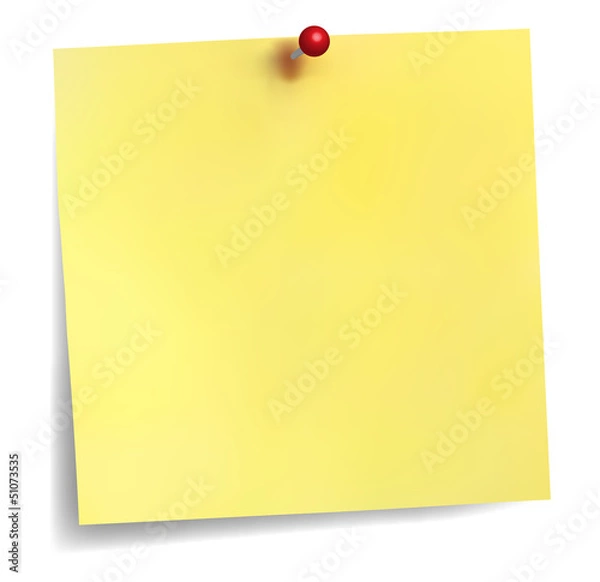 Obraz Yellow stick note isolated on white background
