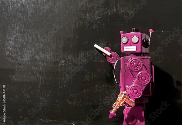 Obraz retro red robot techer