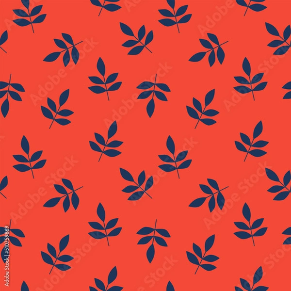 Fototapeta Modern trendy print with leaves and sprouts for fabric, paper, package, and ony surfaceVector botanical background. Colorful floral seamless pattern.
